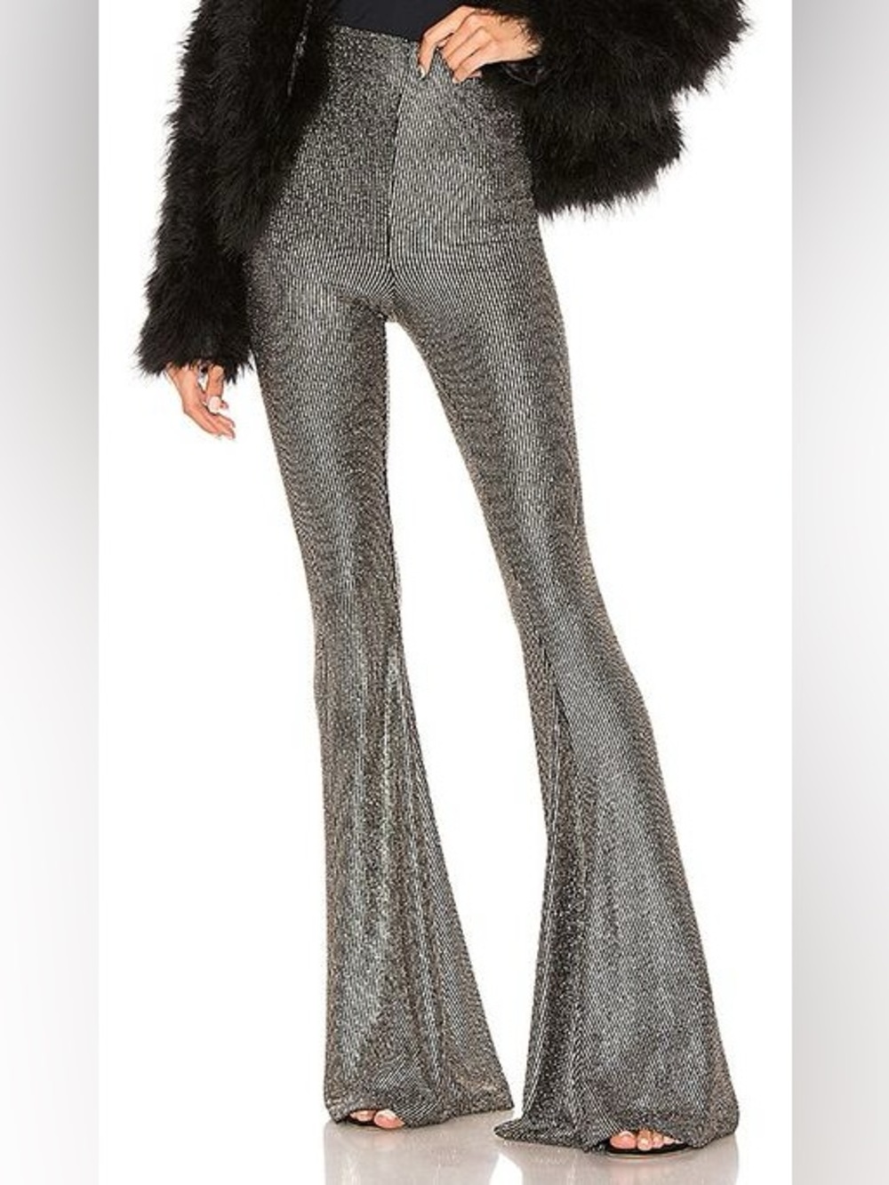 Show Me Your Mumu Bam Bam Bells Metallic Shimmer Flare Bell Bottom Pull-On Black